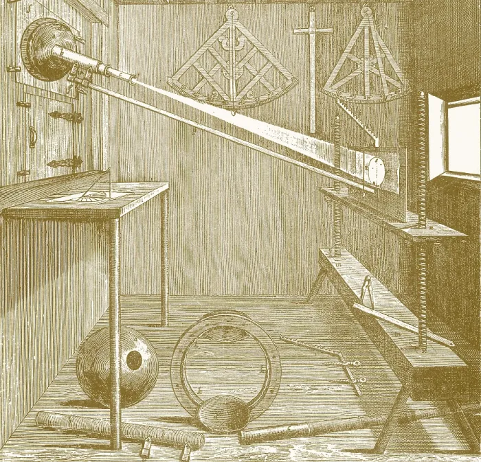 Framed Print : Apparatus of Johannes Hevelius for studying the sun