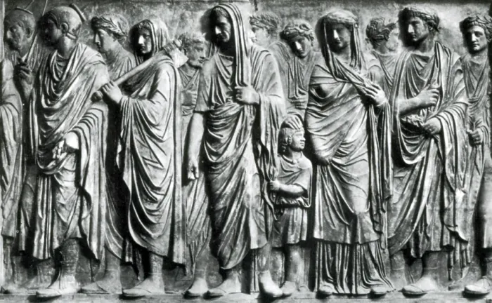 Framed Print : Ara Pacis, Processional Frieze, 1st Century BC