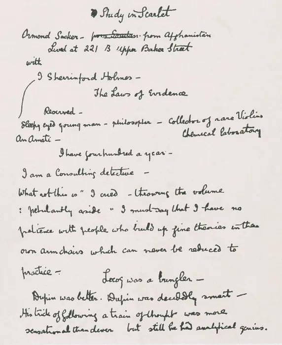 Framed Print : Arthur Conan Doyle's notes for A Study in Scarlet Framed Print : Arthur Conan Doyle's notes for A Study in Scarlet
