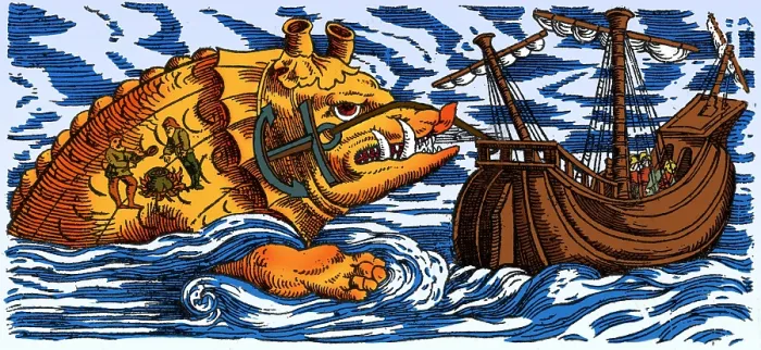 Framed Print : Aspidochelone, Legendary Sea Monster Framed Print : Aspidochelone, Legendary Sea Monster
