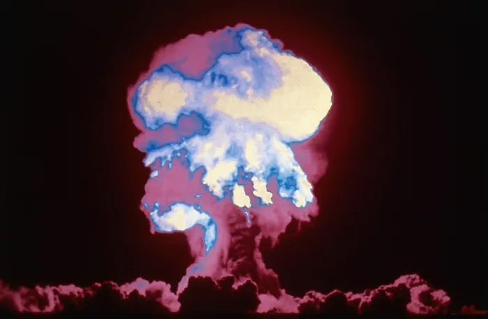 Framed Print : Atomic Blast at Night