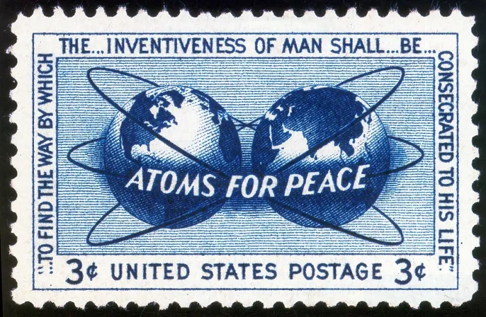 Framed Print : Atoms for Peace, U.S. Postage Stamp, 1955
