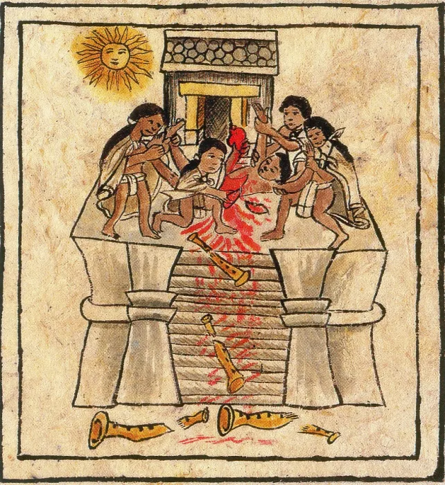 Framed Print : Aztec Human Sacrifice, Codex Florentine, 16th Century