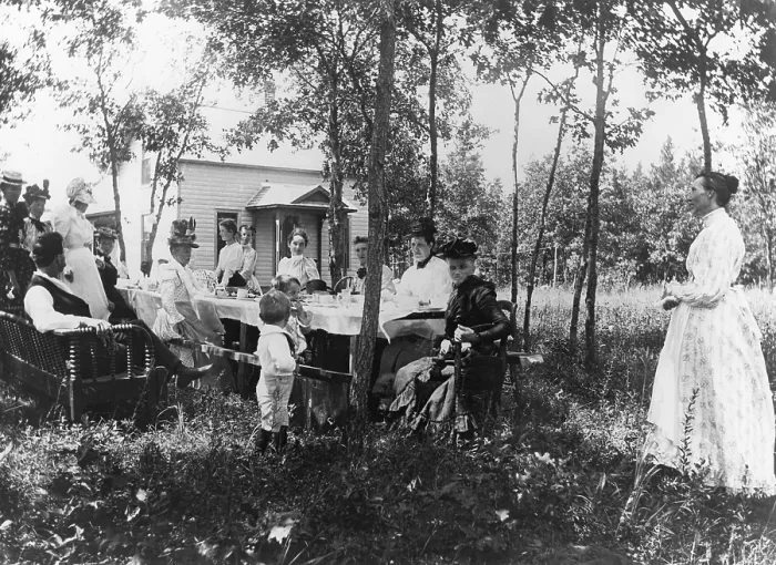 Framed Print : Backyard Lunch, c. 1900