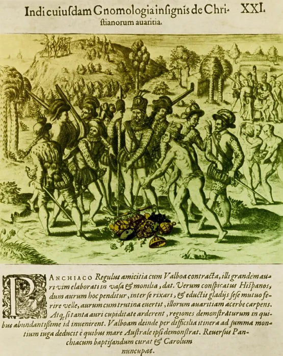 Framed Print : Balboa, Spanish Conquistador, with the Indians Framed Print : Balboa, Spanish Conquistador, with the Indians