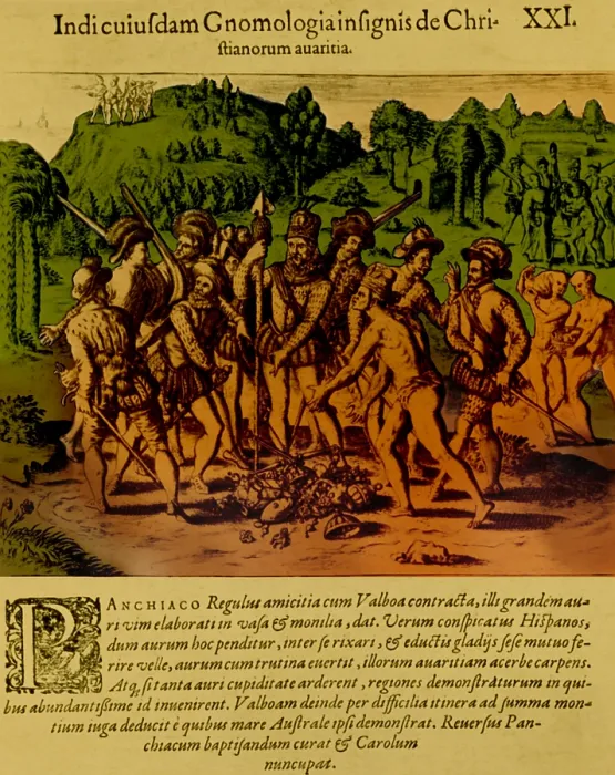 Framed Print : Balboa, Spanish Conquistador, with the Indians Framed Print : Balboa, Spanish Conquistador, with the Indians