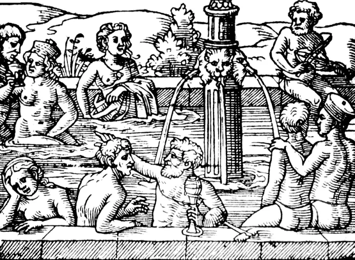 Framed Print : Balneology, Open-Air Bath, 1571 Framed Print : Balneology, Open-Air Bath, 1571