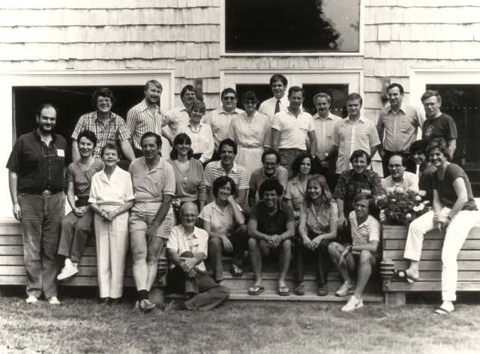 Framed Print : Barbara McClintock with Cold Spring Harbor Laboratory researchers, 1984 Framed Print : Barbara McClintock with Cold Spring Harbor Laboratory researchers, 1984