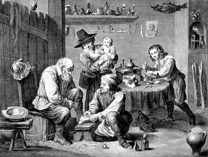 Framed Print : Barber-Surgeon Bandaging Foot Framed Print : Barber-Surgeon Bandaging Foot