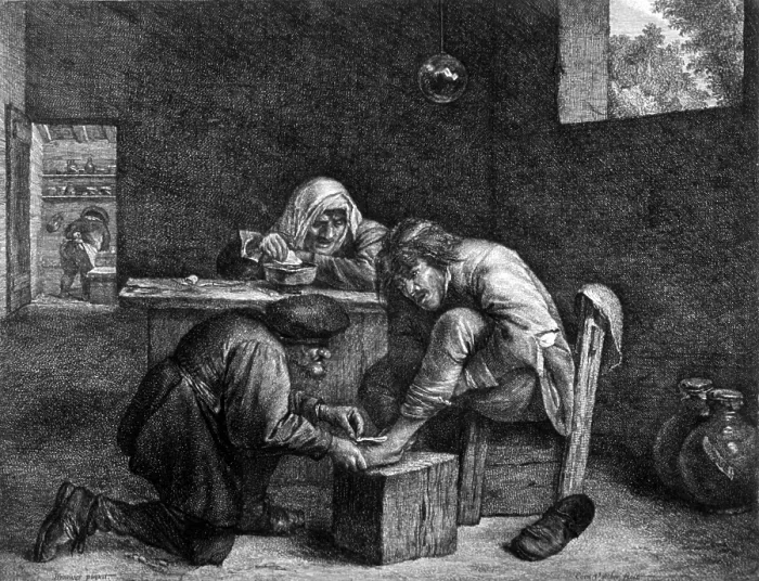 Framed Print : Barber-Surgeon, Treating Patient