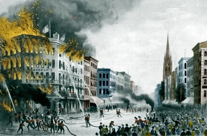 Framed Print : Barnum's Museum Fire, 1865 Framed Print : Barnum's Museum Fire, 1865