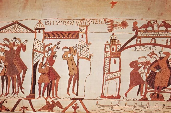 Framed Print : Bayeux Tapestry. Halley's Comet of 1066 Framed Print : Bayeux Tapestry. Halley's Comet of 1066