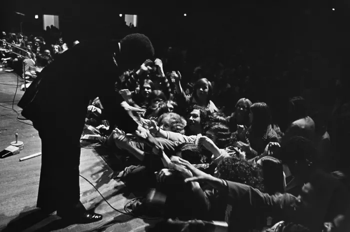 Framed Print : B.B. King performs to an excited crowd; undated Framed Print : B.B. King performs to an excited crowd; undated