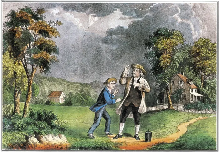 Framed Print : Benjamin Franklin, Kite Experiment Framed Print : Benjamin Franklin, Kite Experiment
