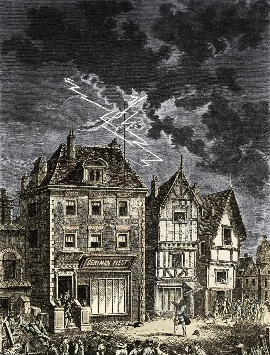 Framed Print : Benjamin Franklin, Lightning Rod