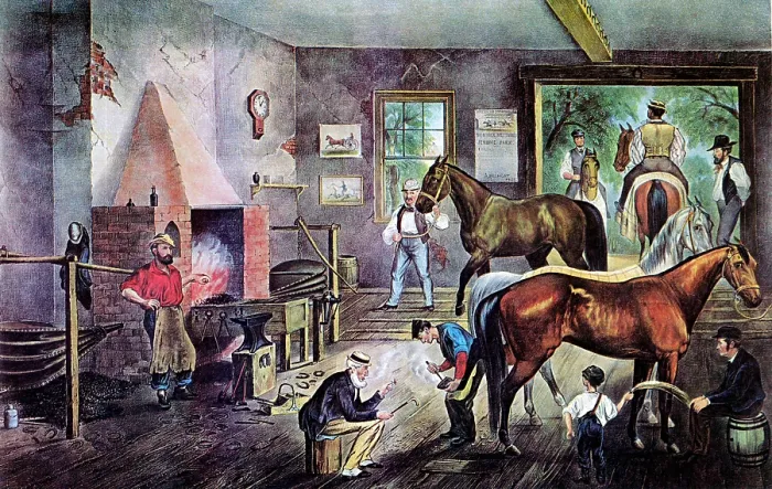 Framed Print : Blacksmith Workshop, 19th Century