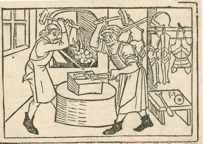Framed Print : Blacksmiths, Medieval Tradesmen Framed Print : Blacksmiths, Medieval Tradesmen
