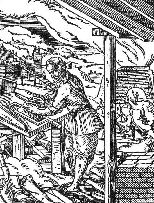 Framed Print : Brick Maker, Medieval Tradesman Framed Print : Brick Maker, Medieval Tradesman