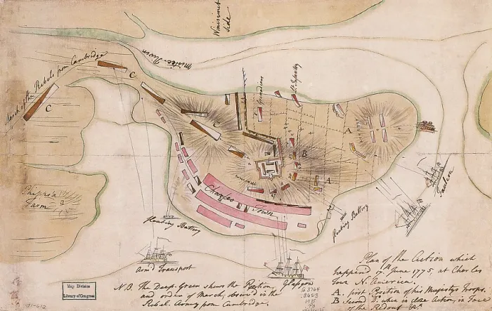Framed Print : British Battle Plan for Bunker Hill, 1775