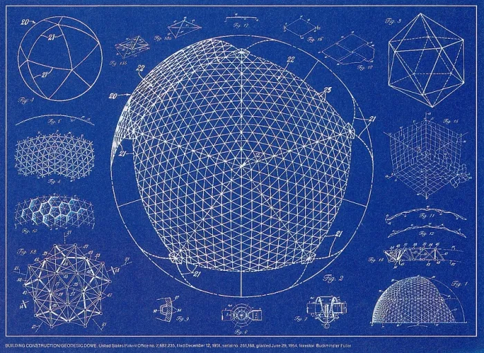 Framed Print : Building Construction / Geodesic Dome, 1951