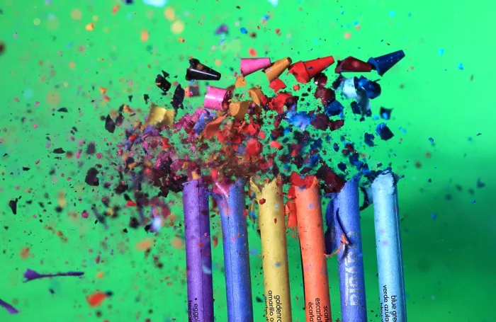 Framed Print : Bullet Hitting Crayons Framed Print : Bullet Hitting Crayons