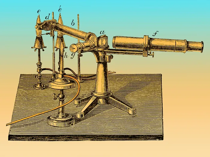 Framed Print : Bunsen-Kirchhoff Spectroscopic Apparatus, 1869