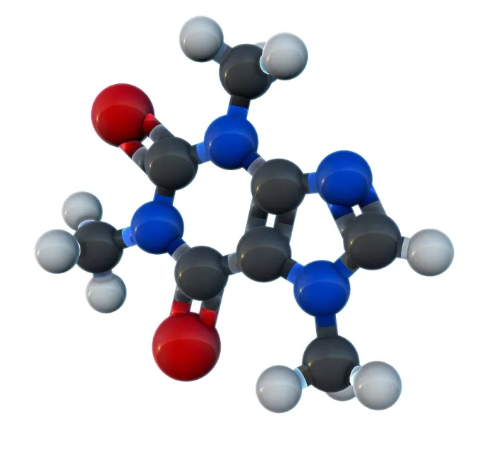Framed Print : Caffeine Molecular Model Framed Print : Caffeine Molecular Model