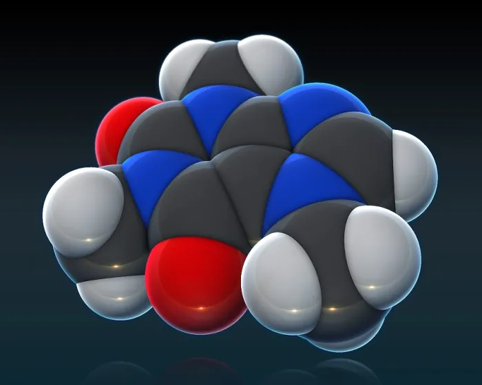 Framed Print : Caffeine Molecular Model Framed Print : Caffeine Molecular Model