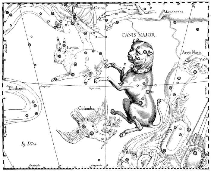 Framed Print : Canis Major Constellation, Hevelius, 1687 Framed Print : Canis Major Constellation, Hevelius, 1687
