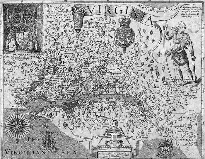 Framed Print : Captain John Smith's Map of Virginia, United States, 1624 Framed Print : Captain John Smith's Map of Virginia, United States, 1624