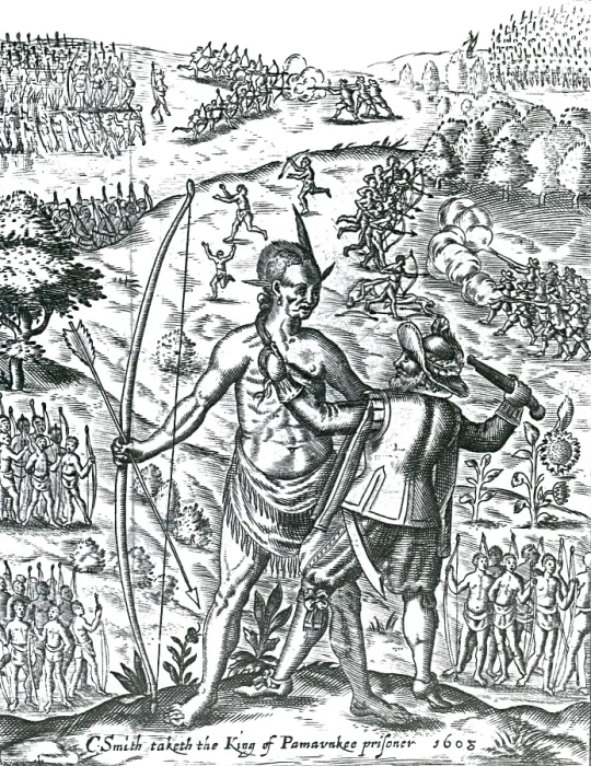 Framed Print : Captain Smith Takes the King of Pamunkey Prisoner, 1608 Framed Print : Captain Smith Takes the King of Pamunkey Prisoner, 1608