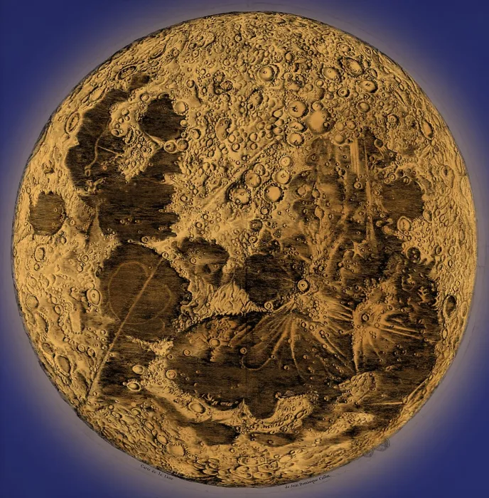 Framed Print : Cassini's Map of the Moon Framed Print : Cassini's Map of the Moon