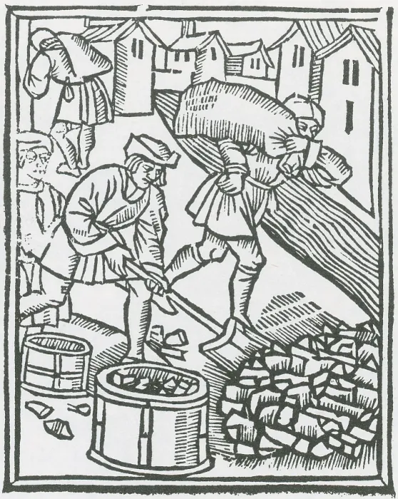 Framed Print : Charcoal Burners, Medieval Tradesmen Framed Print : Charcoal Burners, Medieval Tradesmen