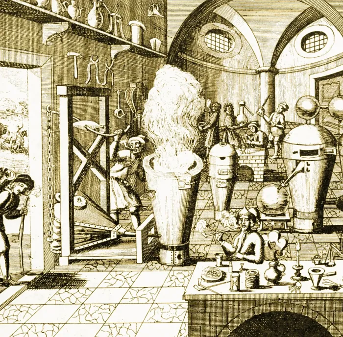 Framed Print : Chemist's Laboratory 1700s Framed Print : Chemist's Laboratory 1700s
