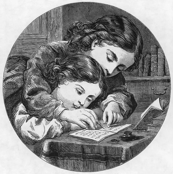Framed Print : Children Writing Framed Print : Children Writing