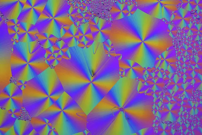 Framed Print : Cholesteryl Acetate Crystals under a microscope Framed Print : Cholesteryl Acetate Crystals under a microscope