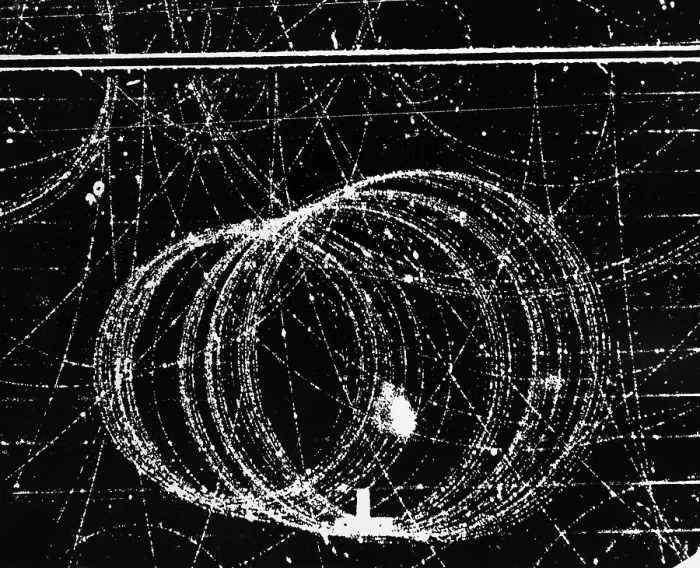 Framed Print : Cloud Chamber Event, Electron and Positron Framed Print : Cloud Chamber Event, Electron and Positron