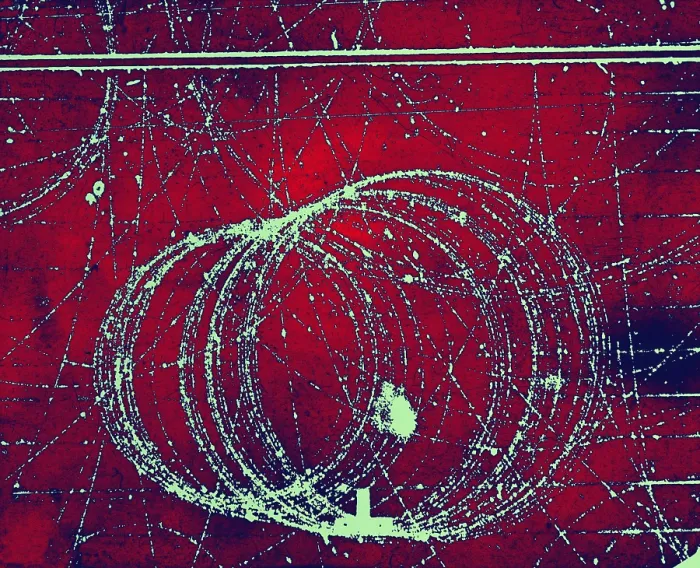 Framed Print : Cloud Chamber Event, Electron and Positron Framed Print : Cloud Chamber Event, Electron and Positron
