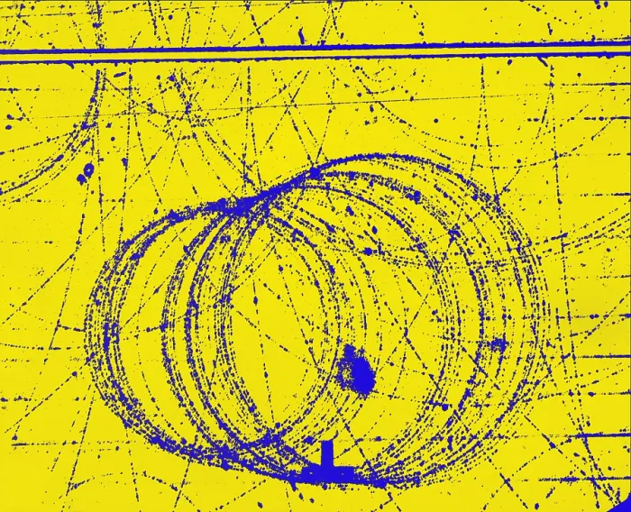 Framed Print : Cloud Chamber Event, Electron and Positron Framed Print : Cloud Chamber Event, Electron and Positron