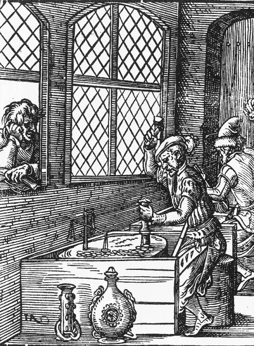 Framed Print : Coin Stamper, Medieval Tradesman