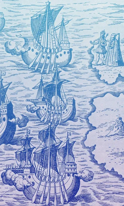Framed Print : Columbus Caravels Depart Spain, 1492 Framed Print : Columbus Caravels Depart Spain, 1492