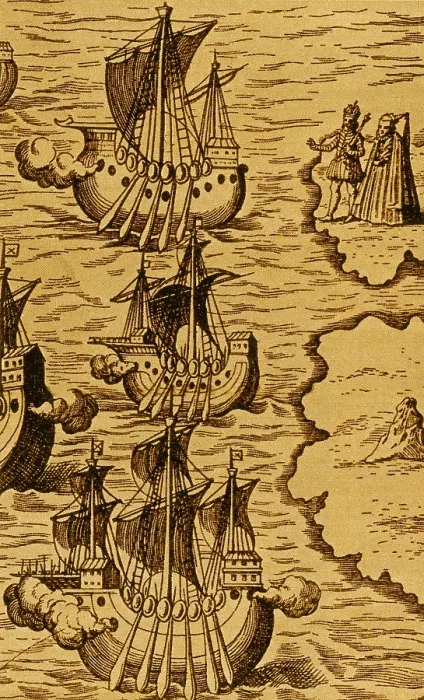 Framed Print : Columbus Caravels Depart Spain, 1492 Framed Print : Columbus Caravels Depart Spain, 1492