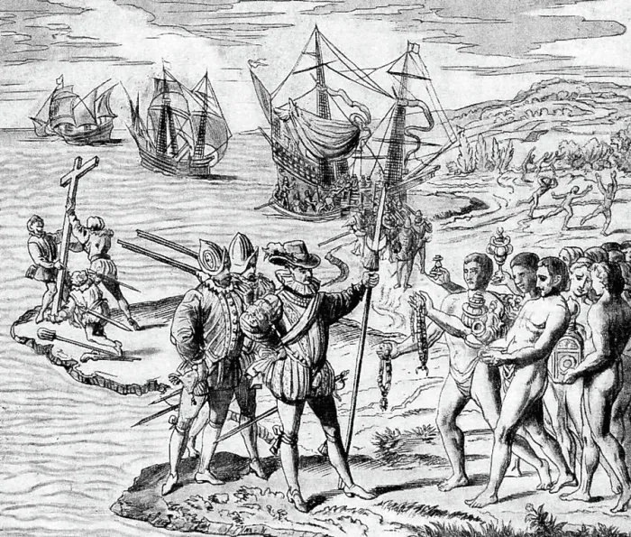 Framed Print : Columbus in Hispaniola, 1492 Framed Print : Columbus in Hispaniola, 1492