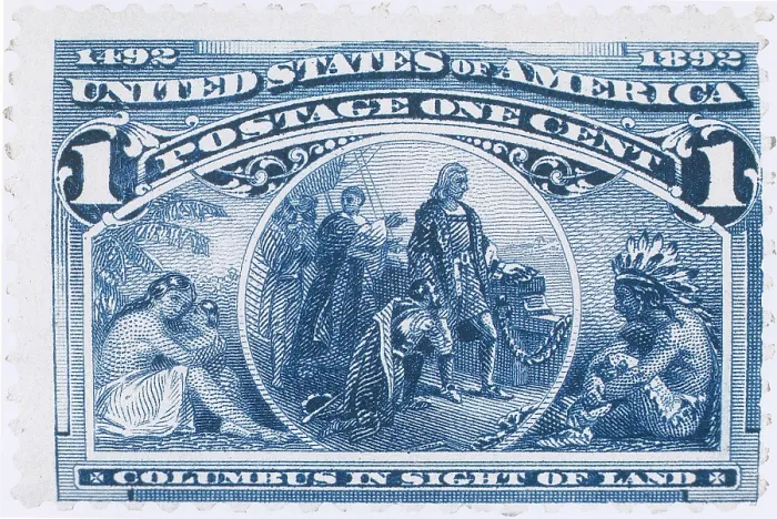 Framed Print : Columbus in Sight of Land, US Postage Stamp, 1893 Framed Print : Columbus in Sight of Land, US Postage Stamp, 1893