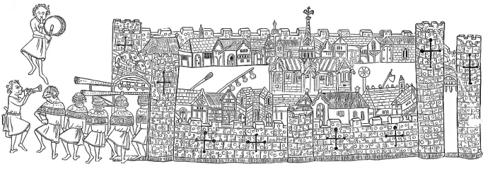 Framed Print : Constantinople, Procession at City Gate, 14th Century