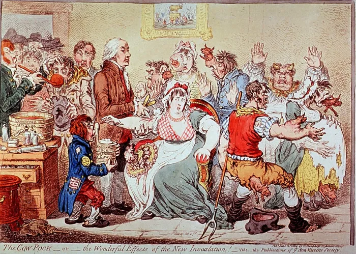 Framed Print : The Cow Pock-or-the Wonderful Effects of the New Inoculation Framed Print : The Cow Pock-or-the Wonderful Effects of the New Inoculation
