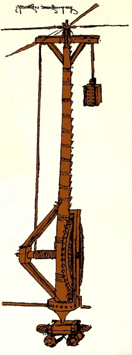 Framed Print : Da Vinci Invention, Lifting Gear Machine