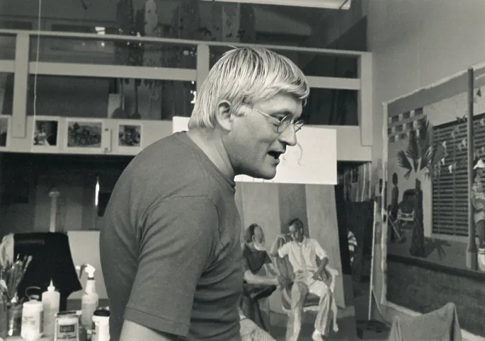 Framed Print : David Hockney in his Studio