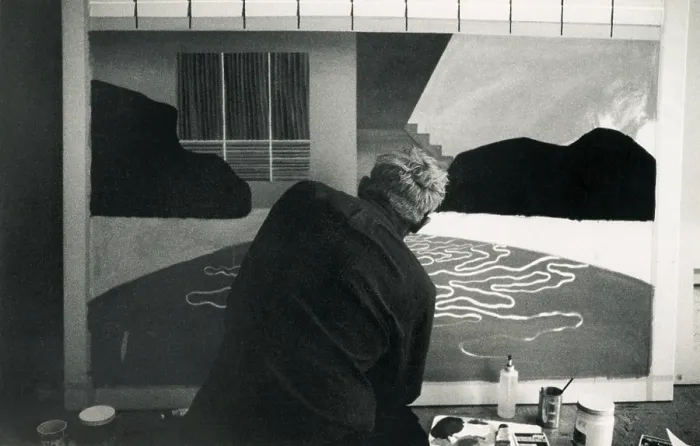 Framed Print : David Hockney in his Studio