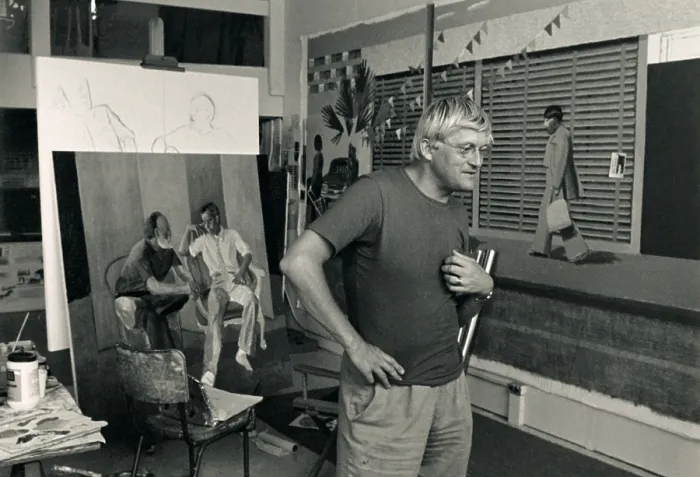 Framed Print : David Hockney in his Studio Framed Print : David Hockney in his Studio